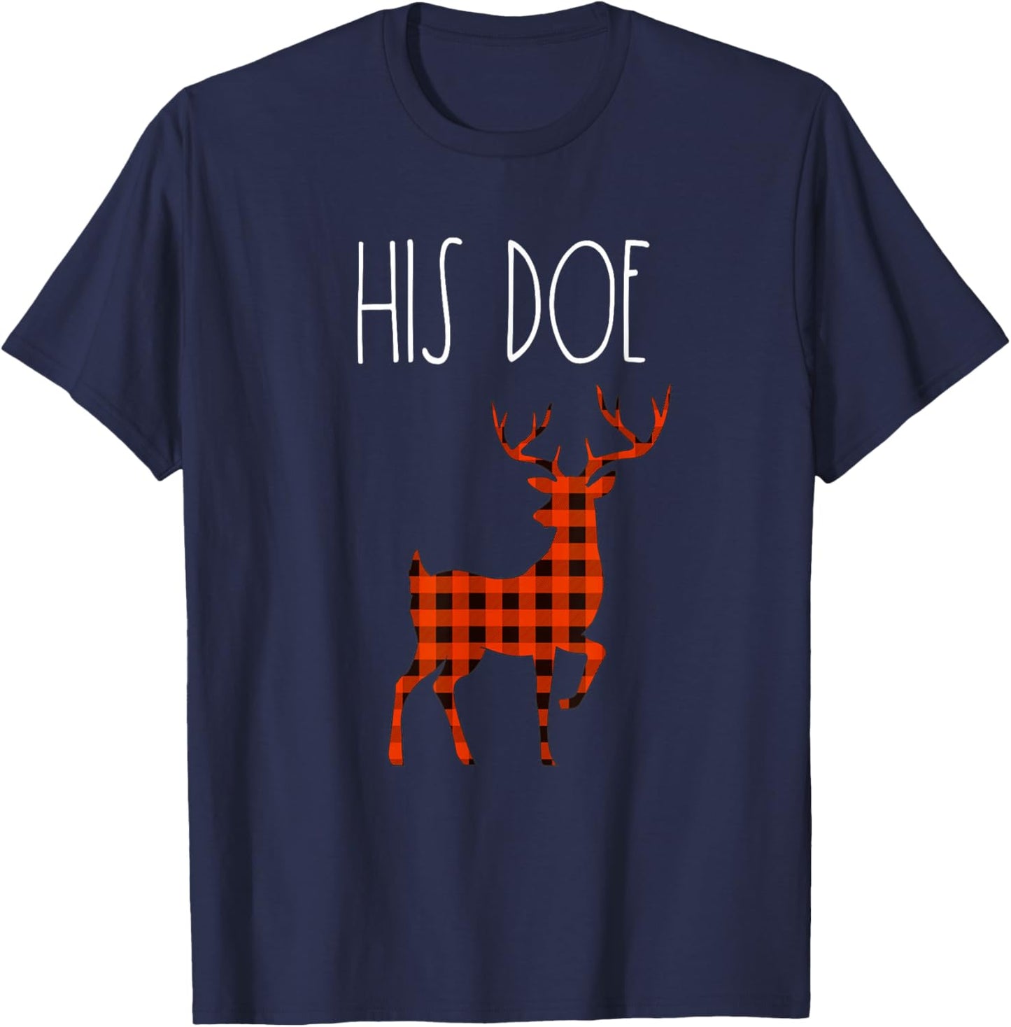 Her Buck His Doe Christmas Couple Shirt Matching Couples T-Shirt - T-Shirt | Navy