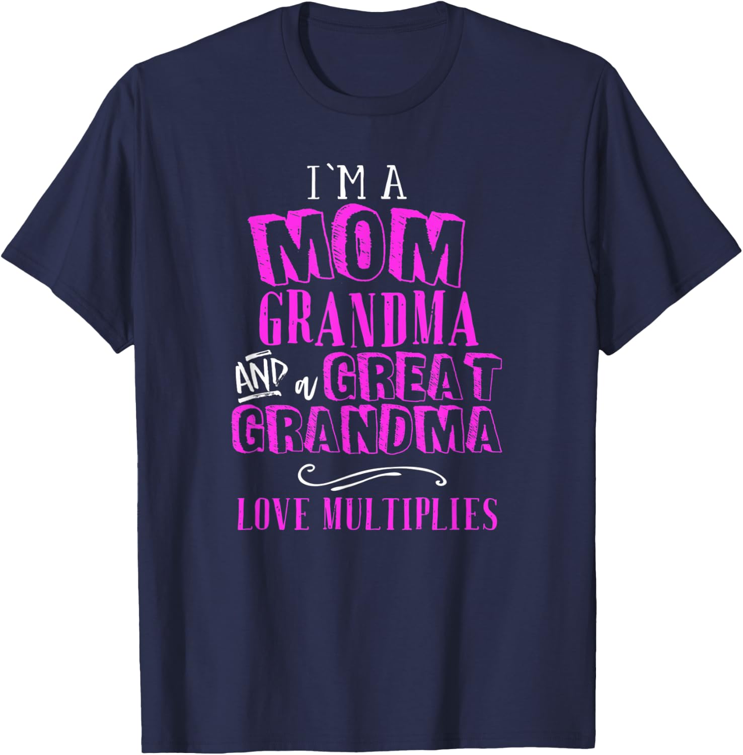 Im A Mom Grandma Great Grandma Love Multiplies Fun Gift T-Shirt - T-Shirt | Navy