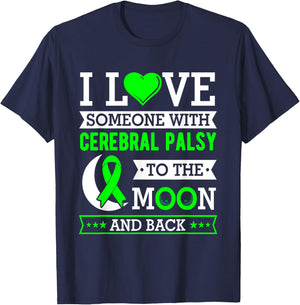 I love someone with cerebral palsy to the moon and back T-Shirt - T-Shirt | Navy