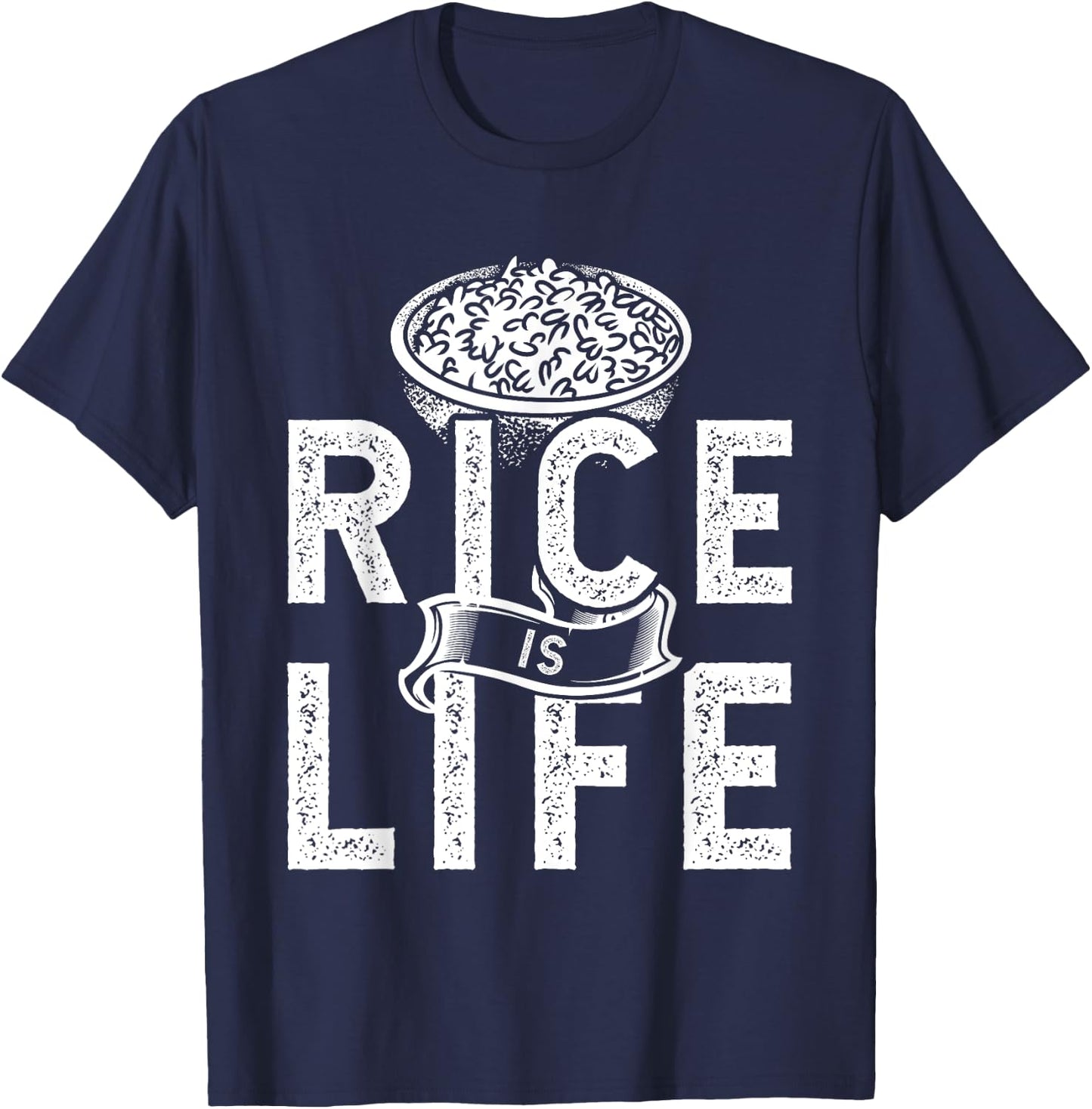 Funny Rice Design Women Rice Asian Food Dish Lovers T-Shirt - T-Shirt | Navy