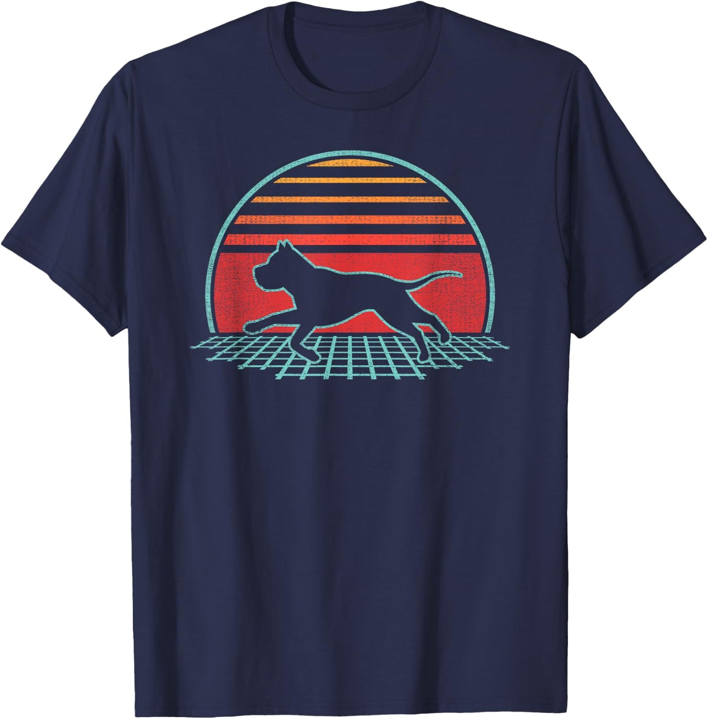 Pitbull Lover Dog Owner Retro Vintage 80s Style T-Shirt - T-Shirt | Navy