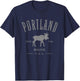 Portland Maine USA with Moose Distressed Design Souvenir T-Shirt - T-Shirt | Navy