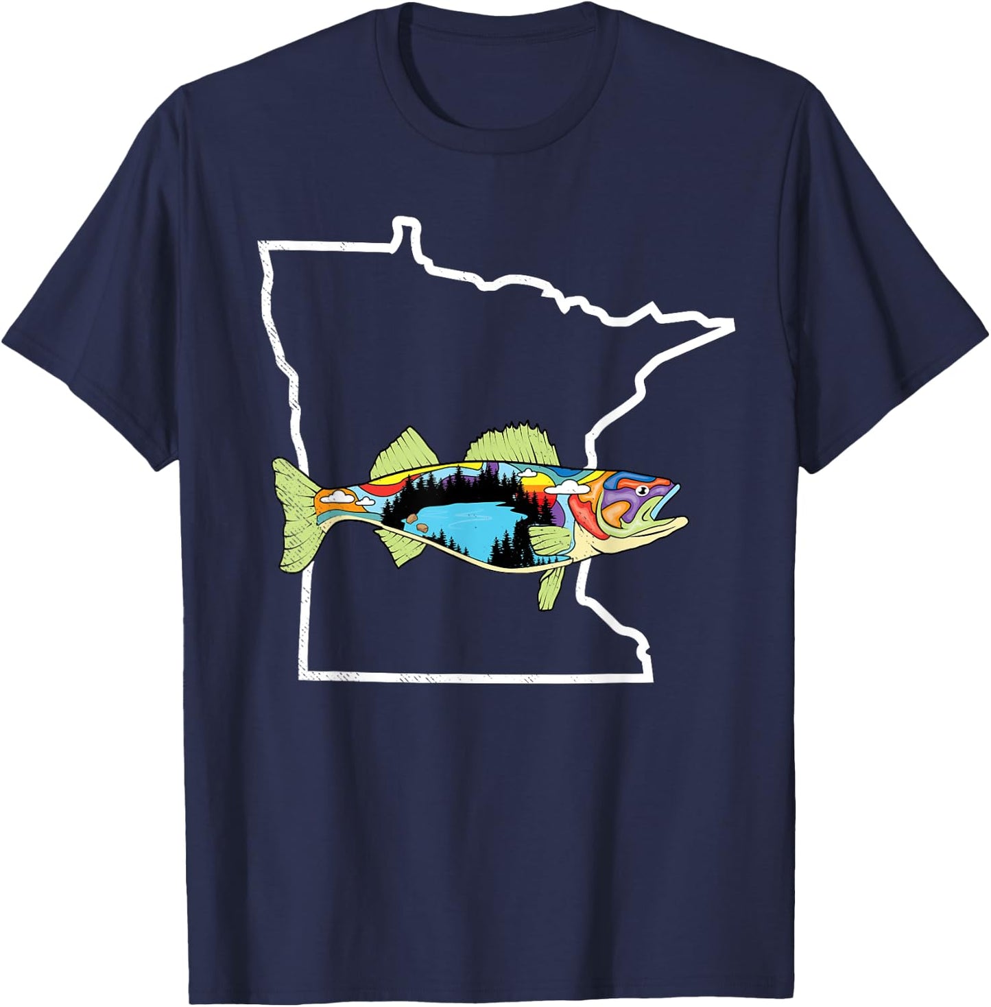 Minnesota Walleye Fishing Freshwater Fisherman Walleye Fish T-Shirt - T-Shirt | Navy