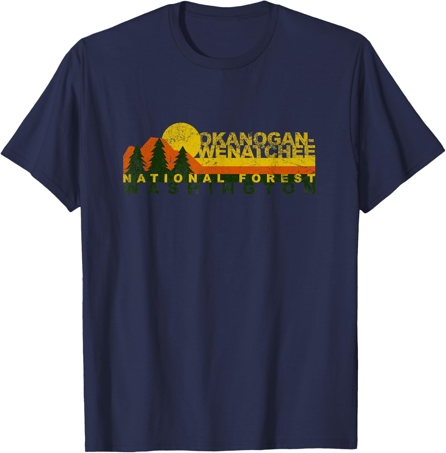 Okanogan-Wenatchee National Forest Vintage Retro T-Shirt - T-Shirt | Navy