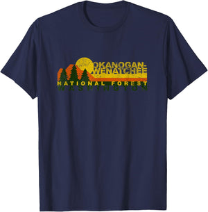 Okanogan-Wenatchee National Forest Vintage Retro T-Shirt - T-Shirt | Navy