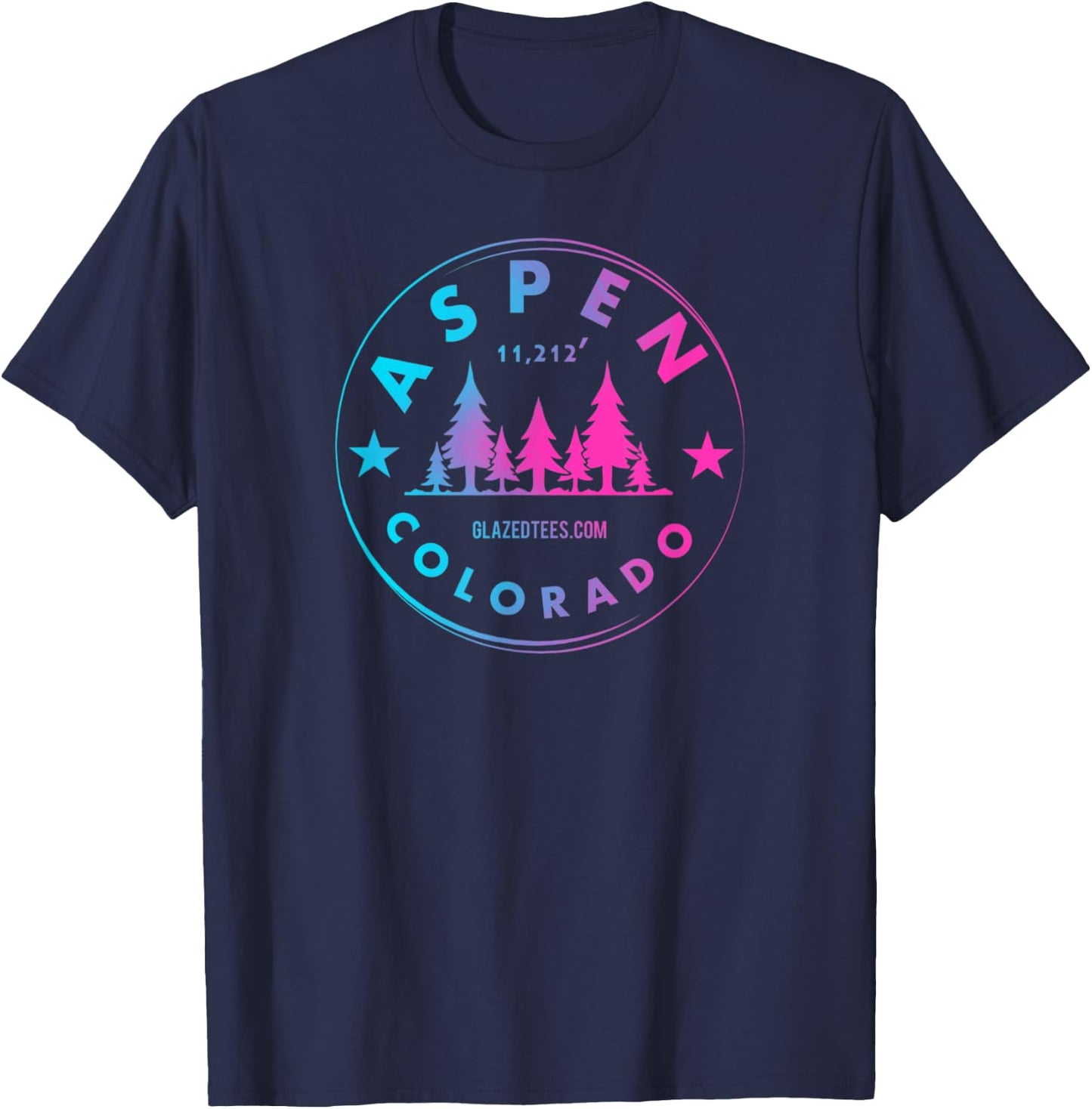 Aspen Colorado - Retro Big Mountain Forest T-Shirt - T-Shirt | Navy