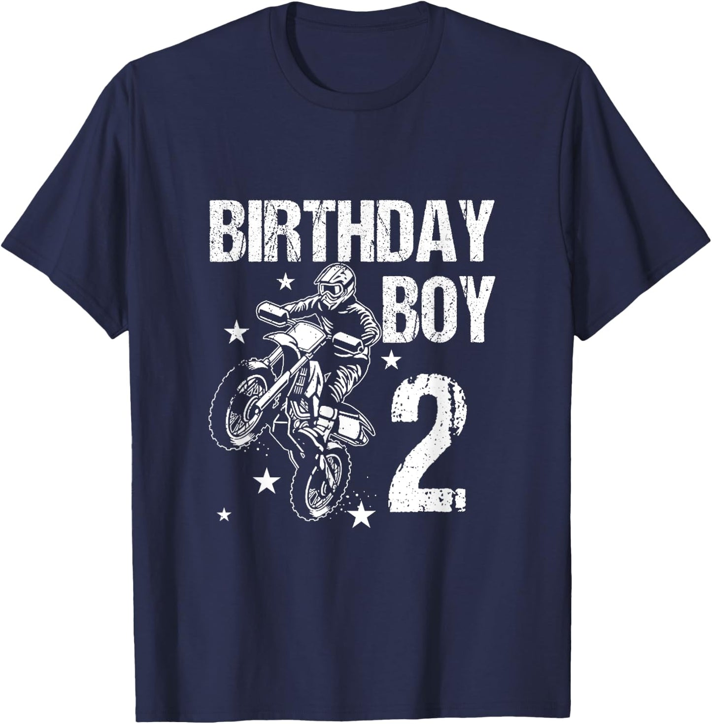 Kids 2 Years old Birthday Shirt 2nd Boy Dirt Bike Motorcycle T-Shirt - T-Shirt | Navy