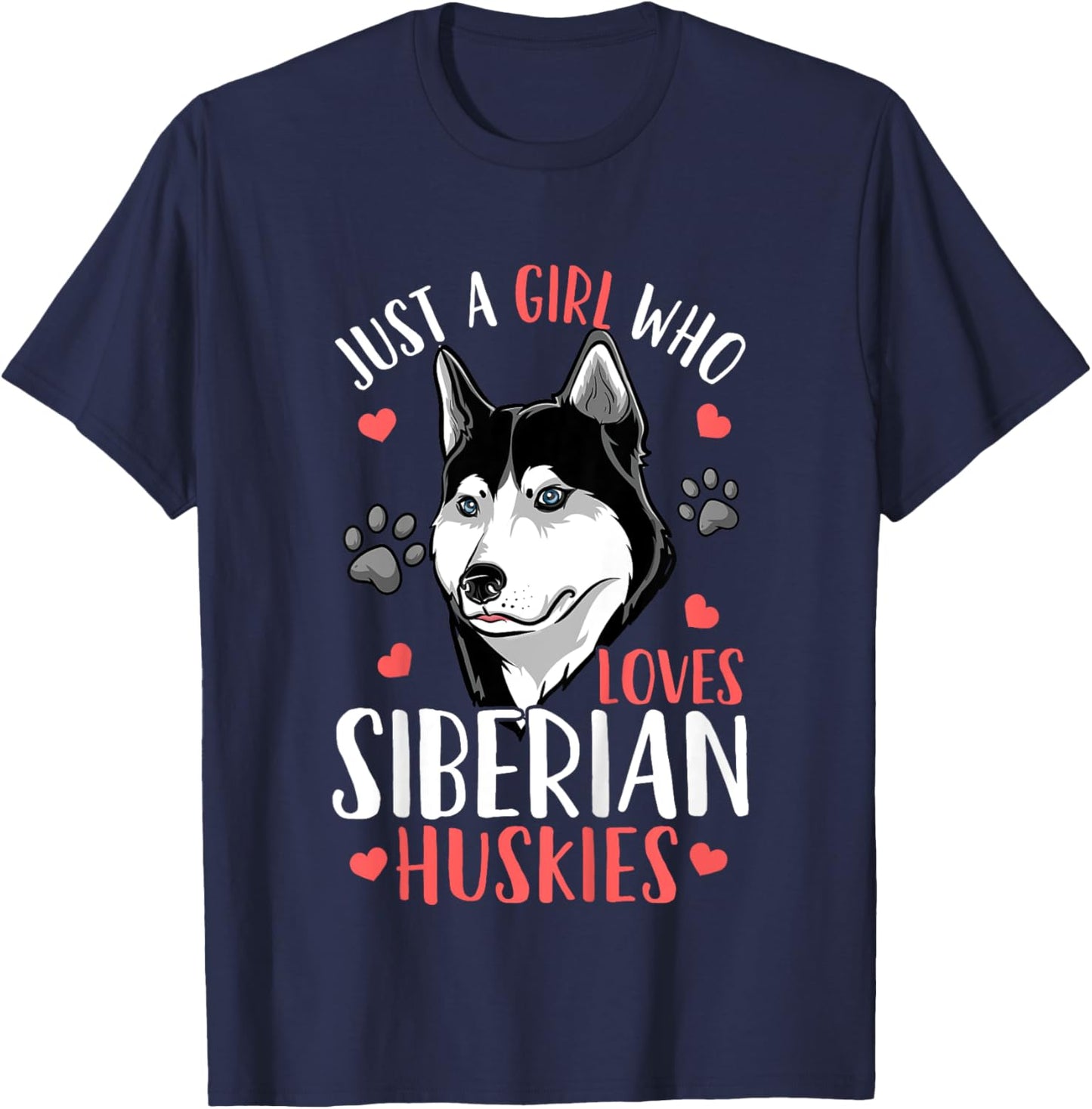 Kids Siberian Husky Just A Girl Who Loves Siberian Huskies Gift T-Shirt - T-Shirt | Navy