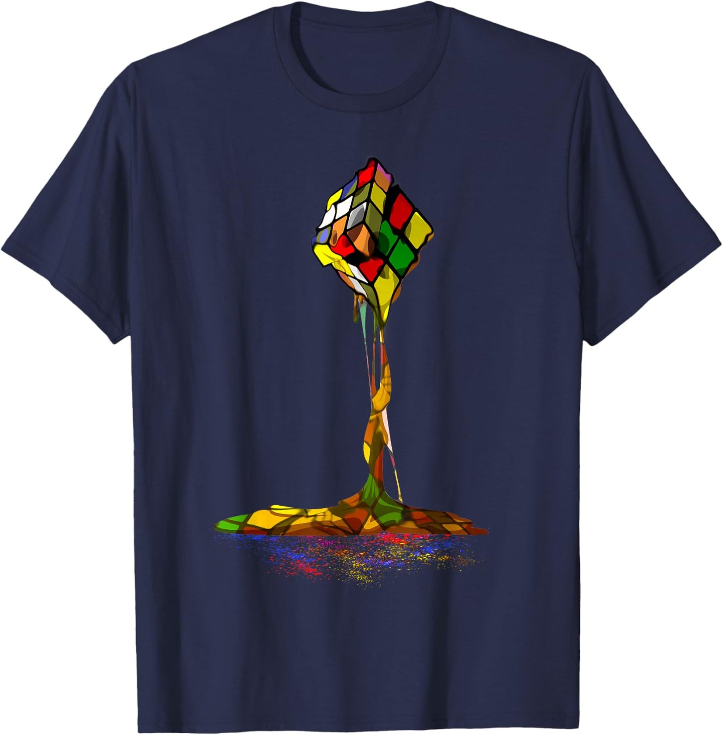 Melting Puzzle Cube Retro Speed Cubing 80's Vintage Toy T-Shirt - T-Shirt | Navy