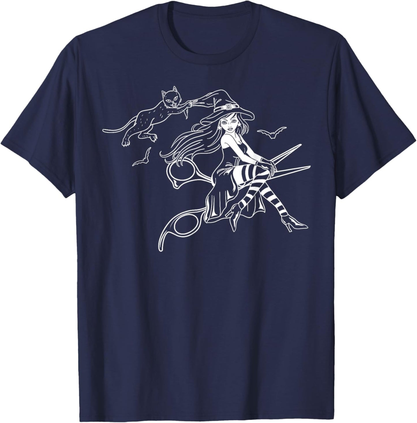Scissors Hairdresser Witch Cute Halloween Hair Salon Team T-Shirt - T-Shirt | Navy