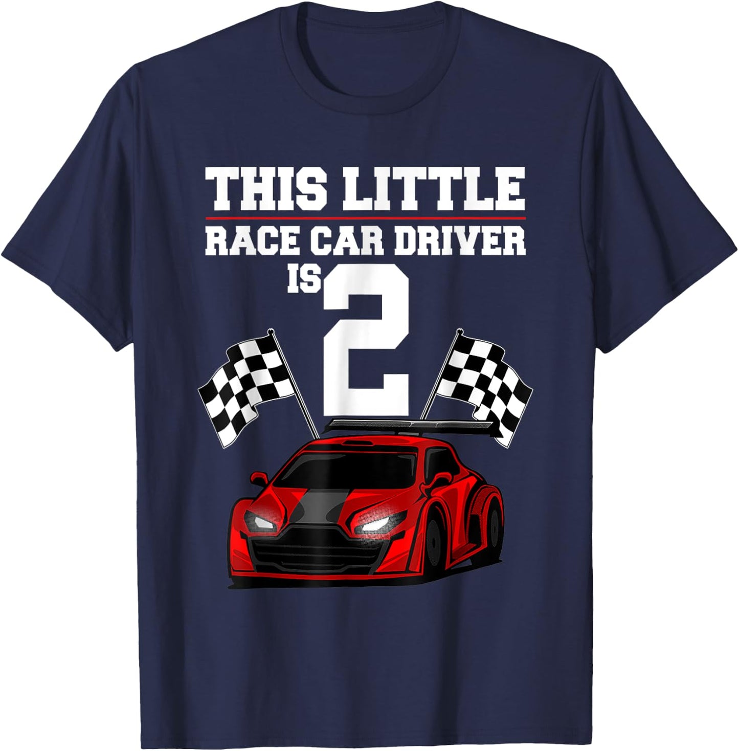 2nd Birthday Gift Boys 2 Years Old Race Car Drivers T-Shirt - T-Shirt | Navy