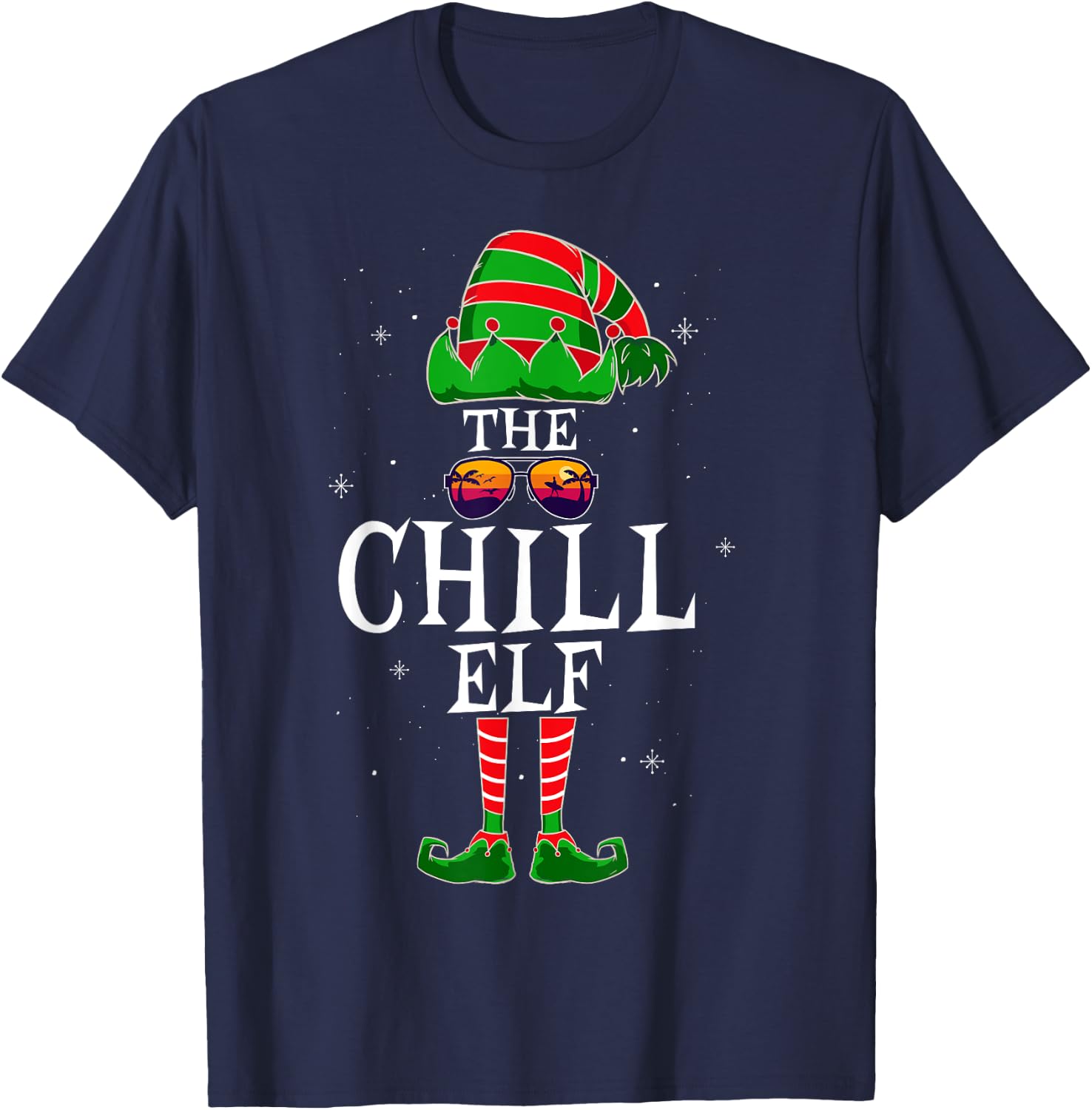 The Chill Elf Group Matching Family Christmas Holiday Funny T-Shirt - T-Shirt | Navy