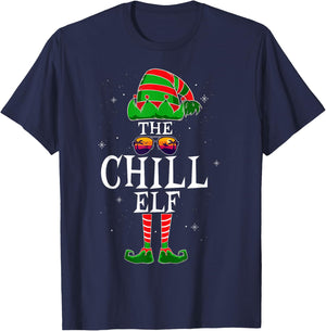 The Chill Elf Group Matching Family Christmas Holiday Funny T-Shirt - T-Shirt | Navy
