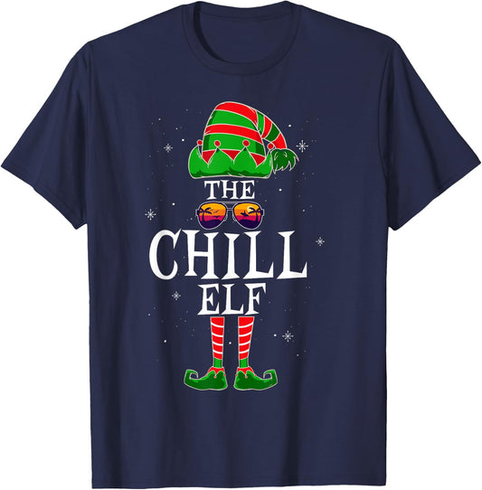 The Chill Elf Group Matching Family Christmas Holiday Funny T-Shirt - T-Shirt | Navy