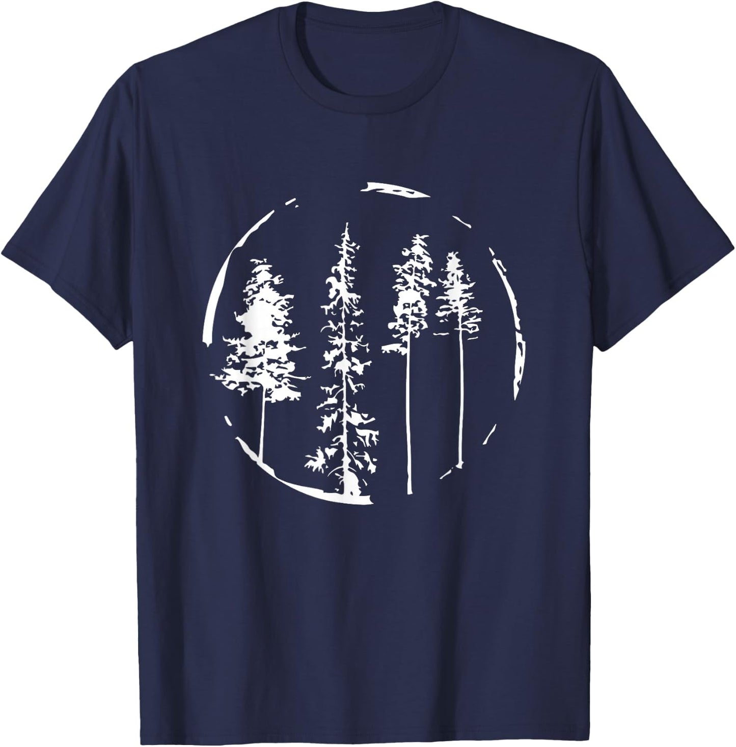 Christmas Pine Forest, Pine Trees T-Shirt - T-Shirt | Navy