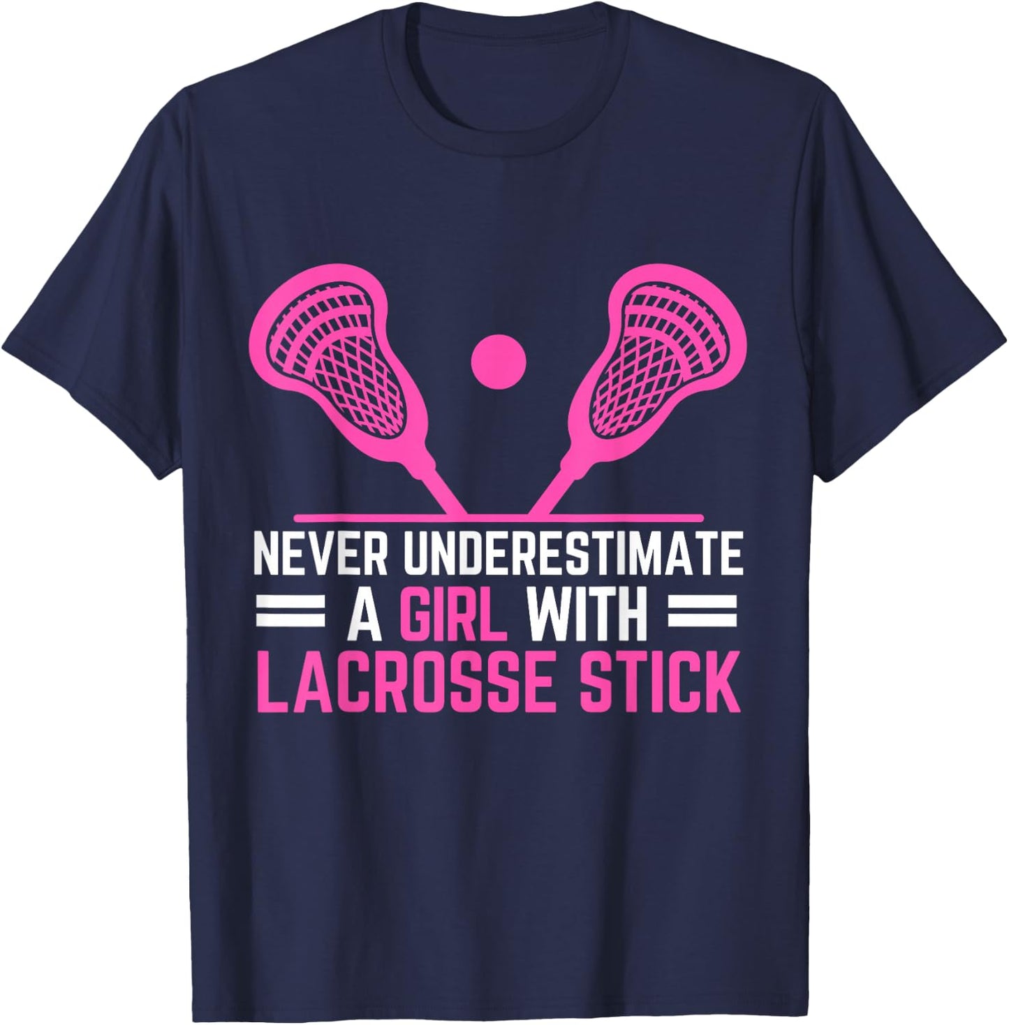 Funny Lacrosse Player A Girl With A Lacrosse Stick T-Shirt - T-Shirt | Navy