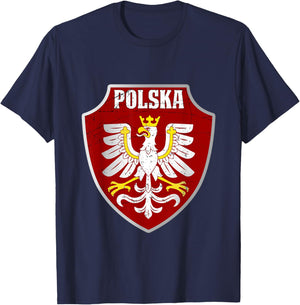 Polska Logo Vintage Retro Eagle Polish Pride Poland T-Shirt - T-Shirt | Navy