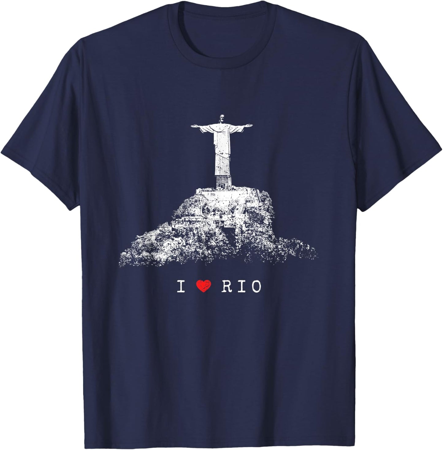 Rio de Janeiro Skyline Statue of Jesus Christ Brazil Love T-Shirt - T-Shirt | Navy