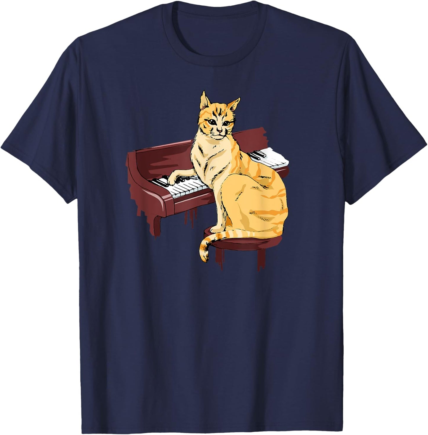Piano Cat Women T-Shirt - T-Shirt | Navy