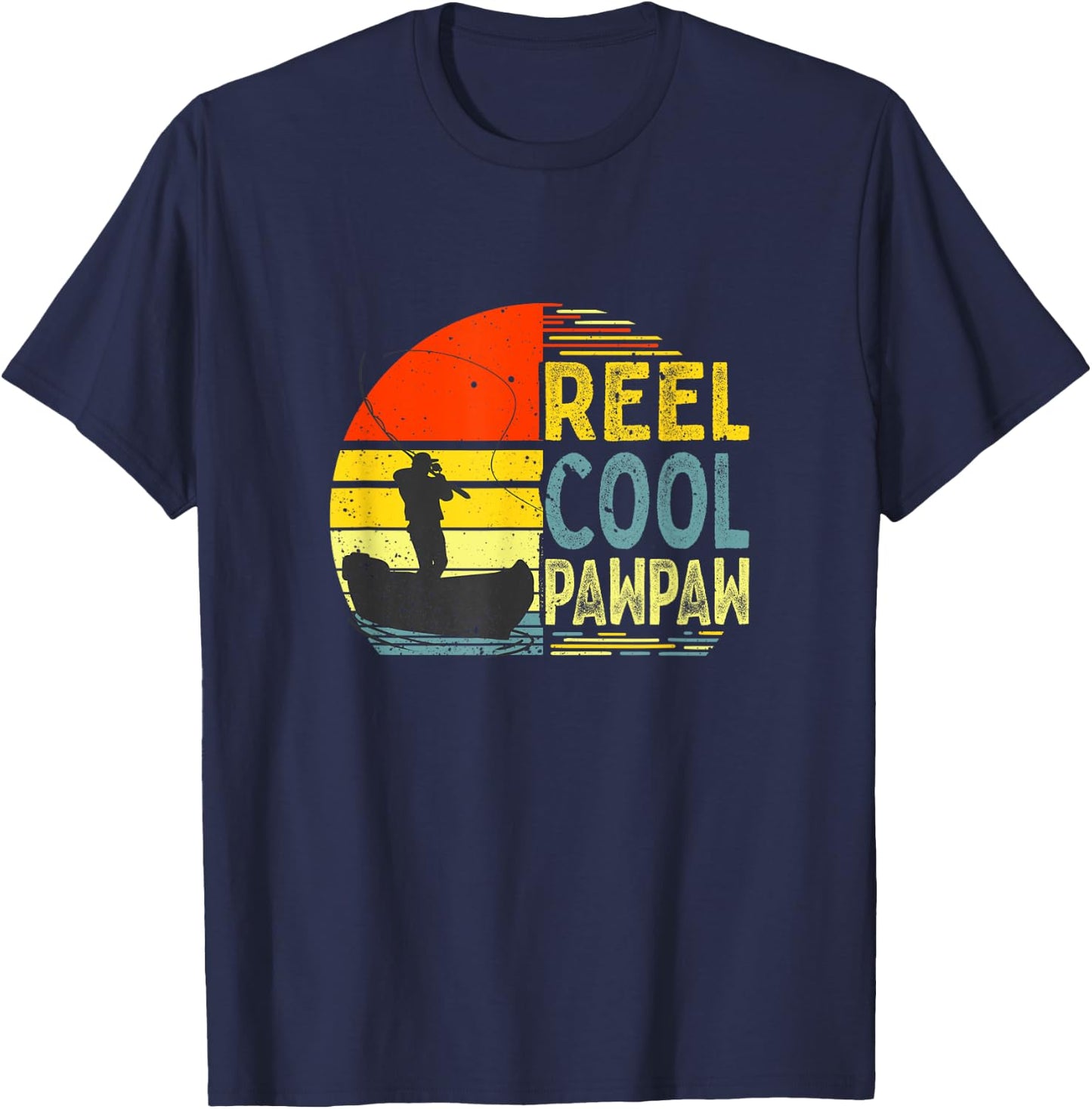 Reel Cool PawPaw Fishing Grandpa Funny Christmas Fathers Day T-Shirt - T-Shirt | Navy