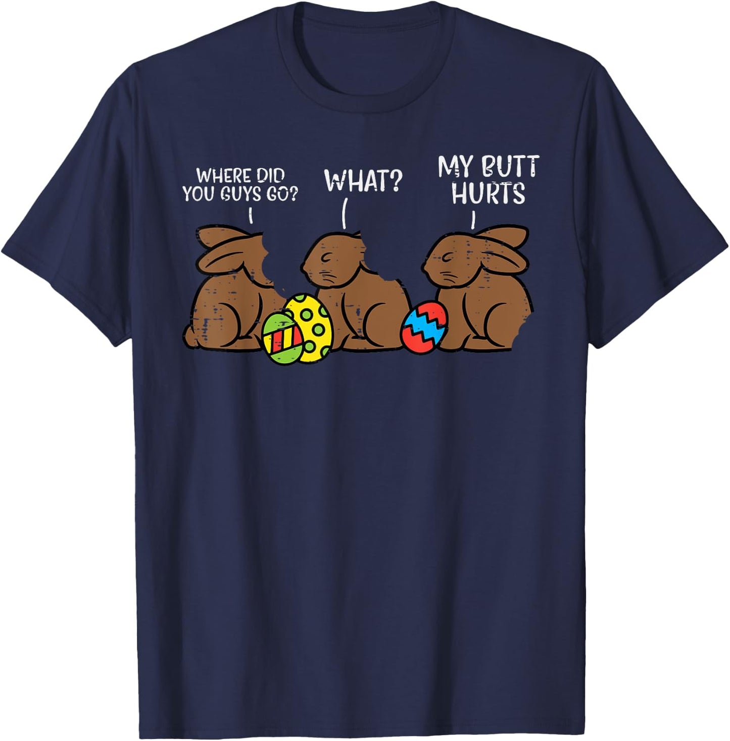 Where Did You Guys Go Chocolate Bunny Funny Easter Kids T-Shirt - T-Shirt | Navy