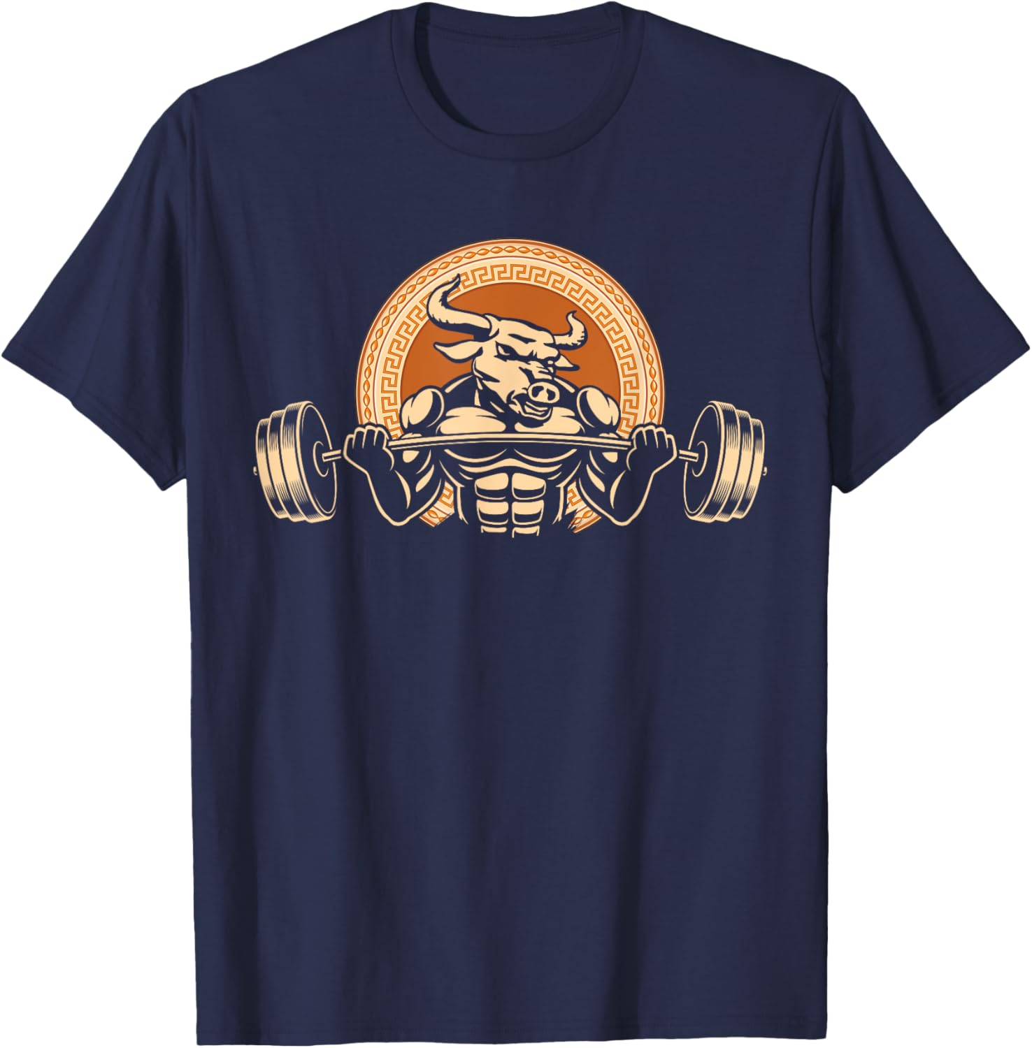 Minotaur Lifts Weights, Fitness Workout at Gym - Minotaur T-Shirt - T-Shirt | Navy
