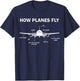 Funny Aviation Engineering Gift How Planes Fly Diagram T-Shirt - T-Shirt | Navy