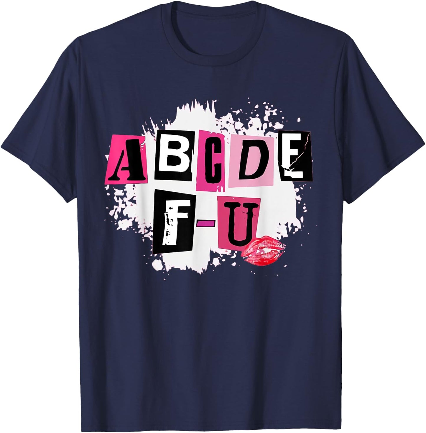 ABCDEFU Retro Funny Heart Valentine's Day T-Shirt - T-Shirt | Navy