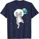 Funny Cute Cat in Space Catstronaut Milky Way Galaxy Earth Women Kids T-Shirt - T-Shirt | Navy