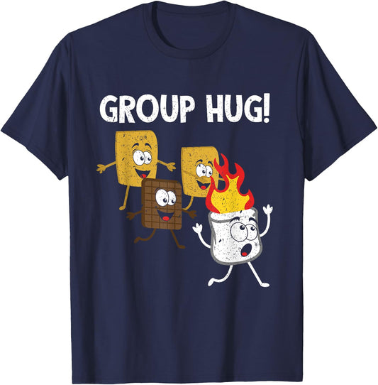 Smores Group Hug S'mores Camping Food Marshmallows on Fire T-Shirt - T-Shirt | Navy
