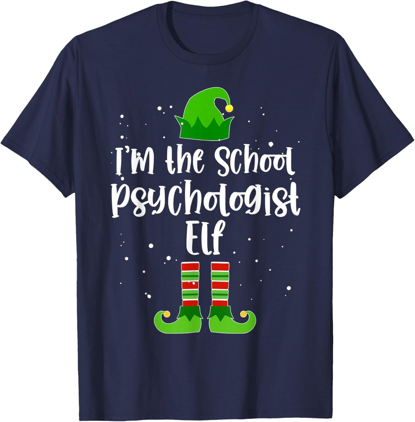 School Psychologist Elf Matching Family Christmas Costume T-Shirt - T-Shirt | Navy