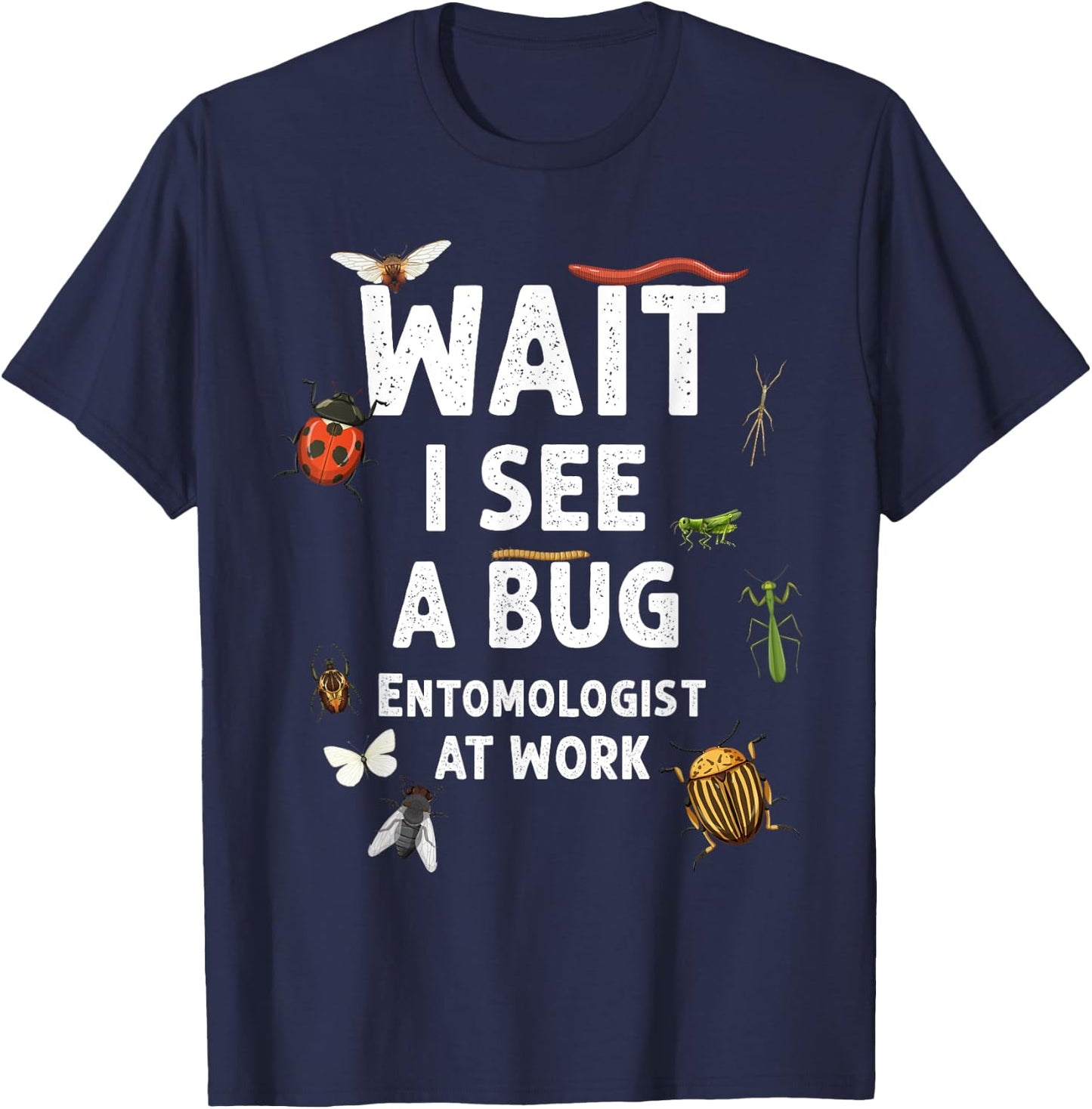 Kids Entomology Toddlers Wait I See A Bug Catchers Costume T-Shirt - T-Shirt | Navy