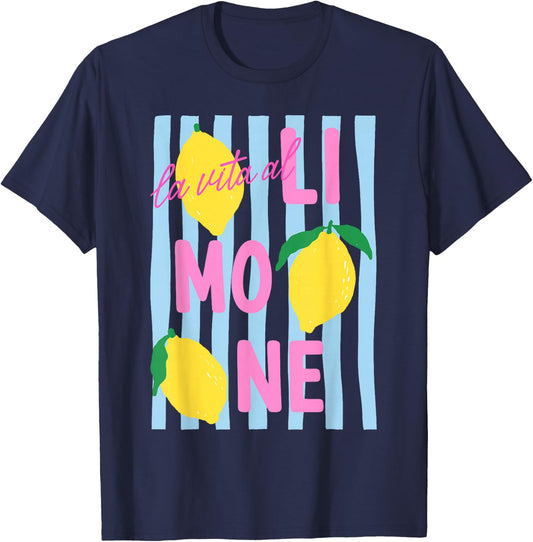 La Vita al Limone Funny Italian Lemon Fruit Summer Aesthetic T-Shirt - T-Shirt | Navy