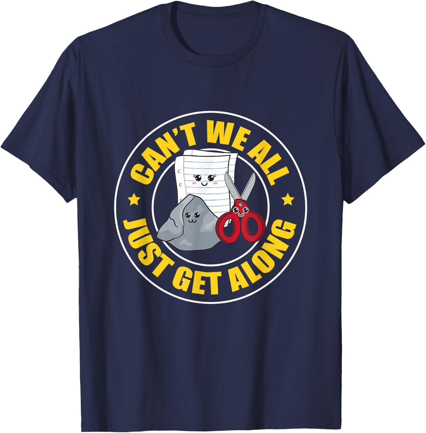 Can't We All Just Get Along Rock Paper Scissors T-Shirt - T-Shirt | Navy
