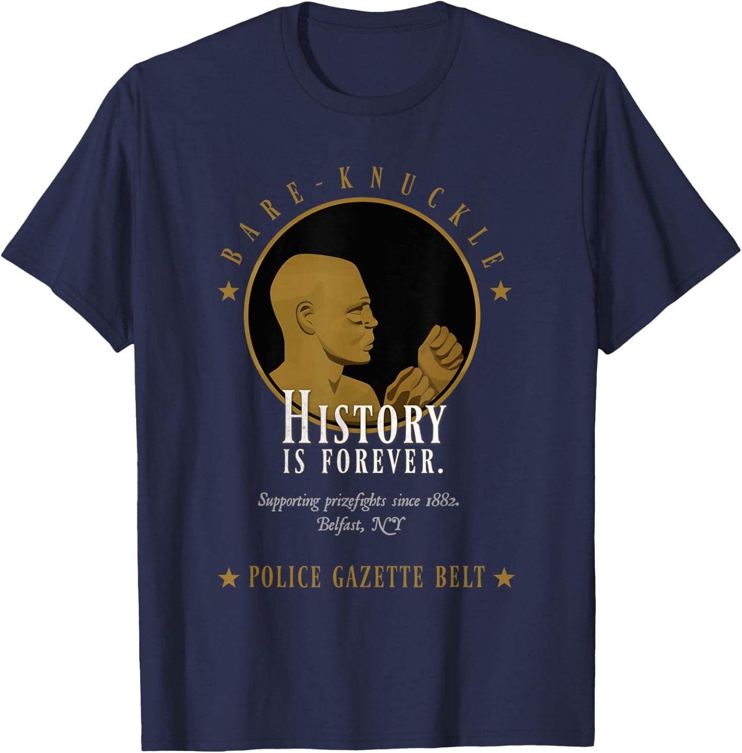 Bare-Knuckle Boxing Police Gazette Knuckle Head Medallion T-Shirt - T-Shirt | Navy