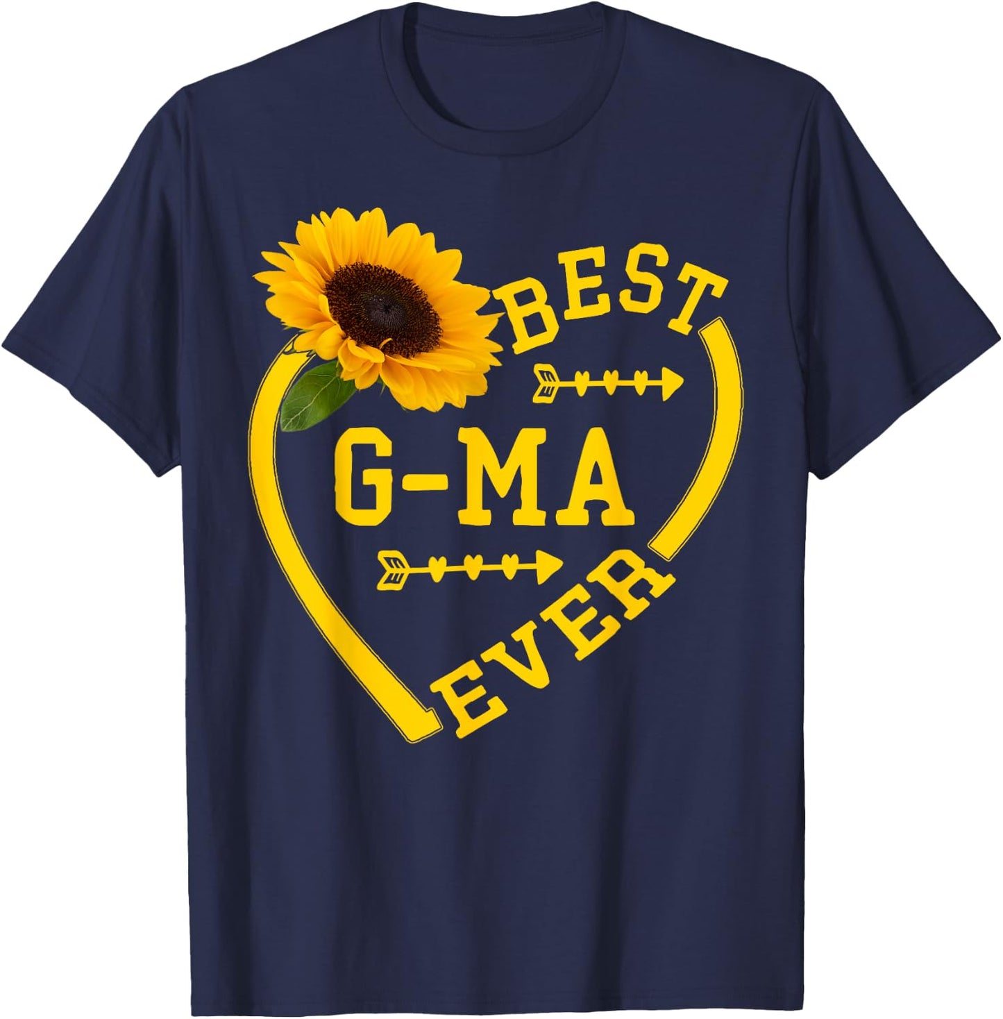 Best G-ma Ever shirt Mother's Day Hearts Sunflower Grandma T-Shirt - T-Shirt | Navy
