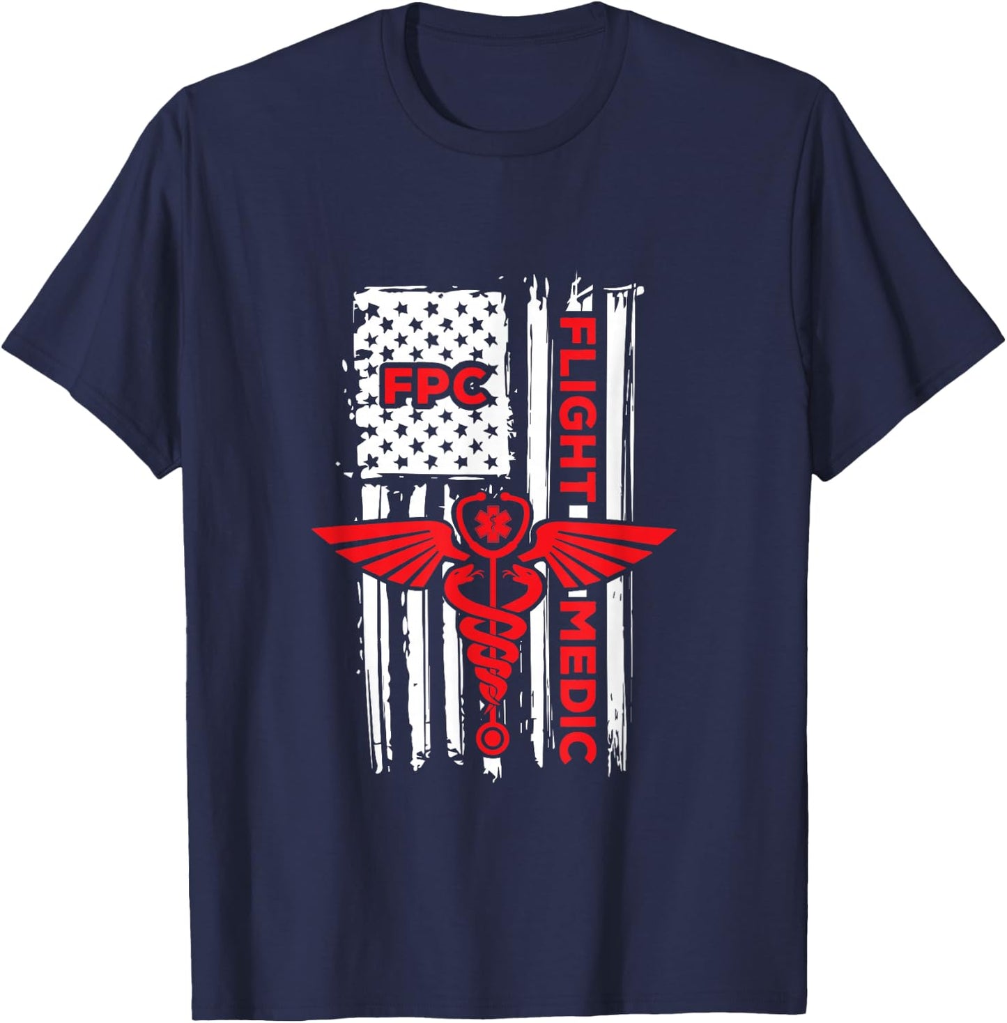 Flight Medic USA American Flag Air Flight Paramedic FP-C T-Shirt - T-Shirt | Navy