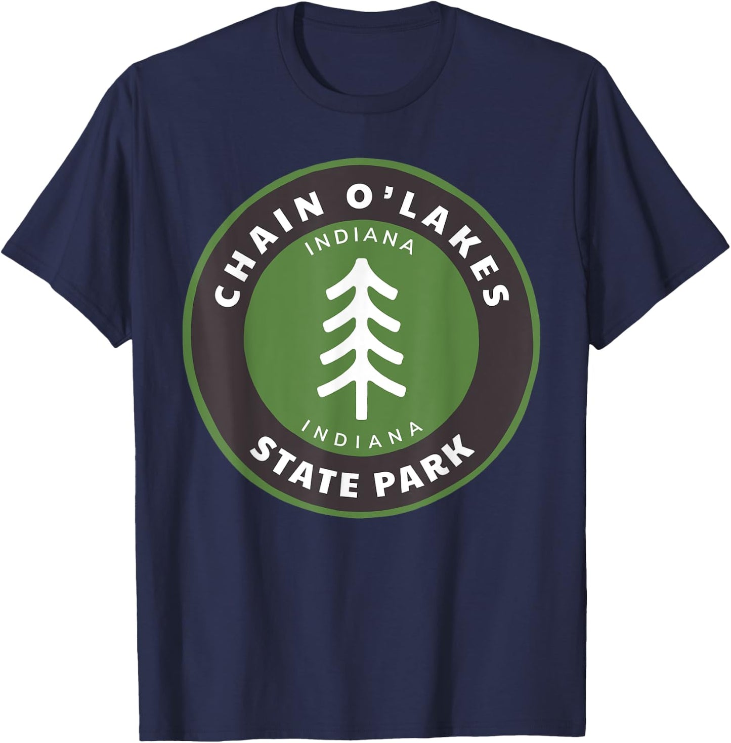 Chain O Lakes State Park Indiana Outdoors IN Forest Badge T-Shirt - T-Shirt | Navy