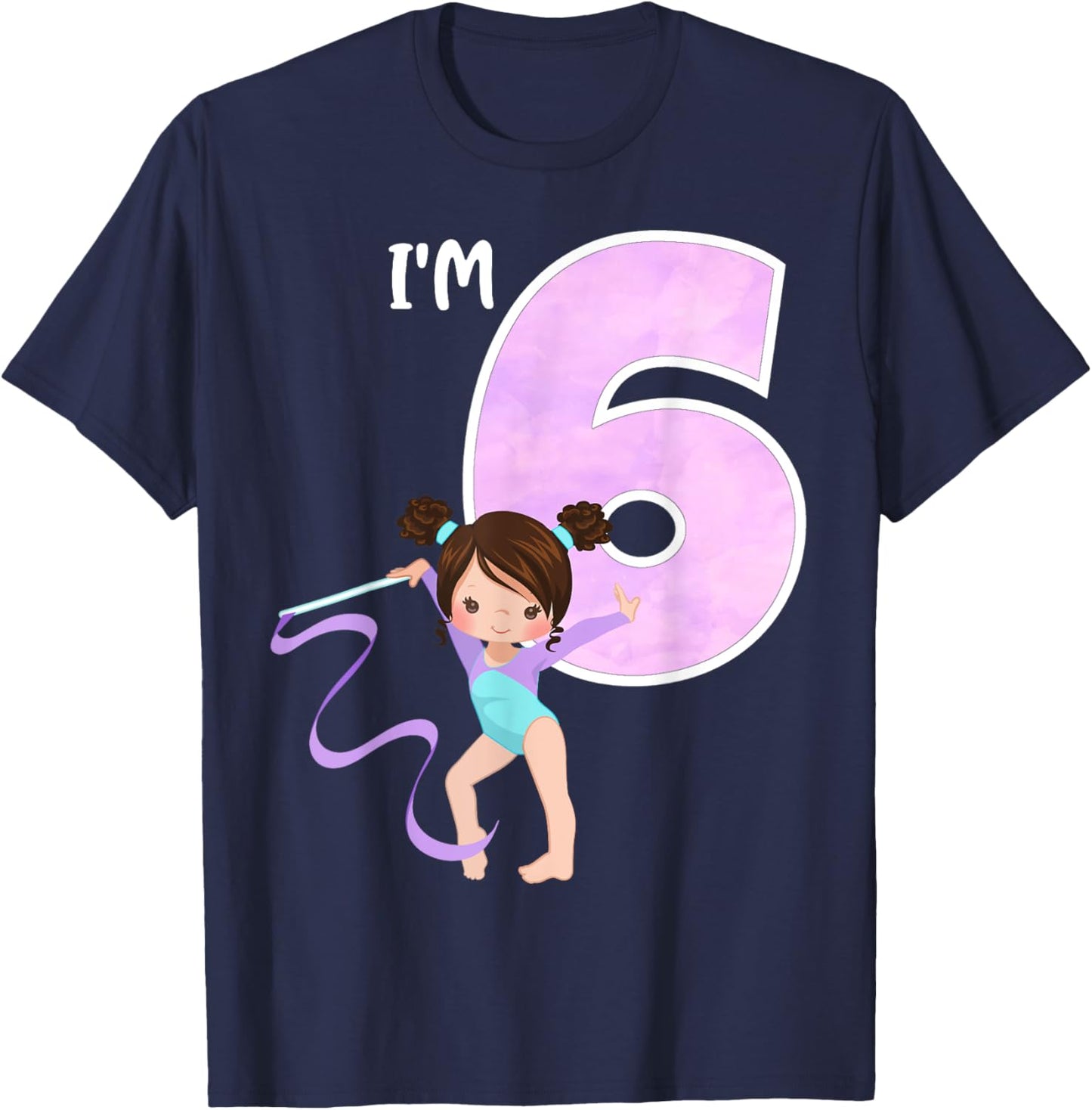 Girl's 6 Year Old Gymnast 6th Birthday Party Gymnastics T-Shirt - T-Shirt | Navy