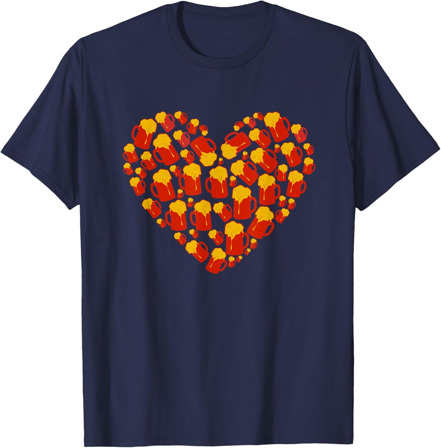 Beer Valentines Day Funny Heart Beer Valentines Day T-Shirt - T-Shirt | Navy