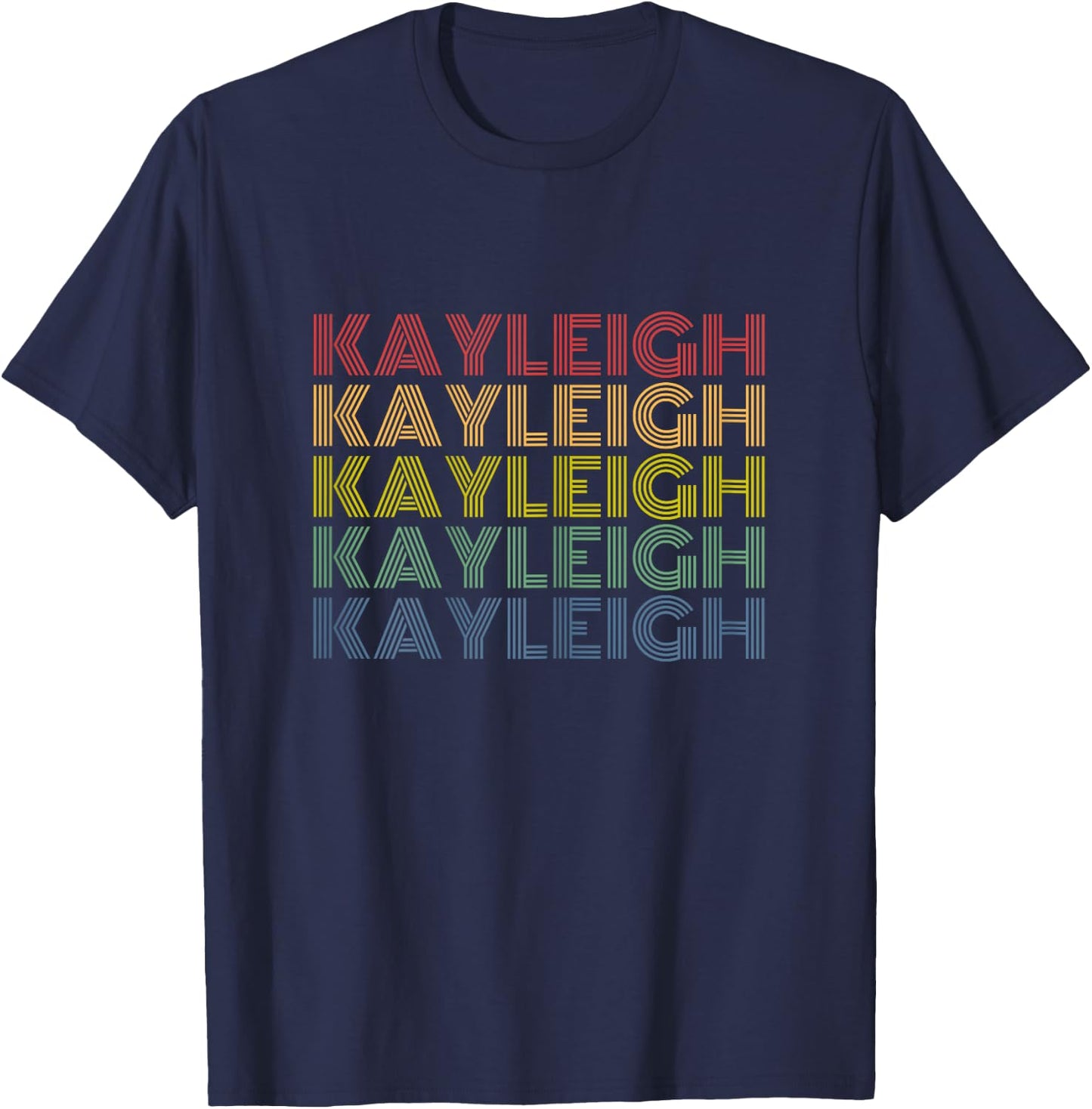 Kayleigh Name Retro Rainbow Typography T-Shirt - T-Shirt | Navy