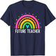 Future Teacher Kids Youth Girls Rainbow Pre-k Kindergarten T-Shirt - T-Shirt | Navy