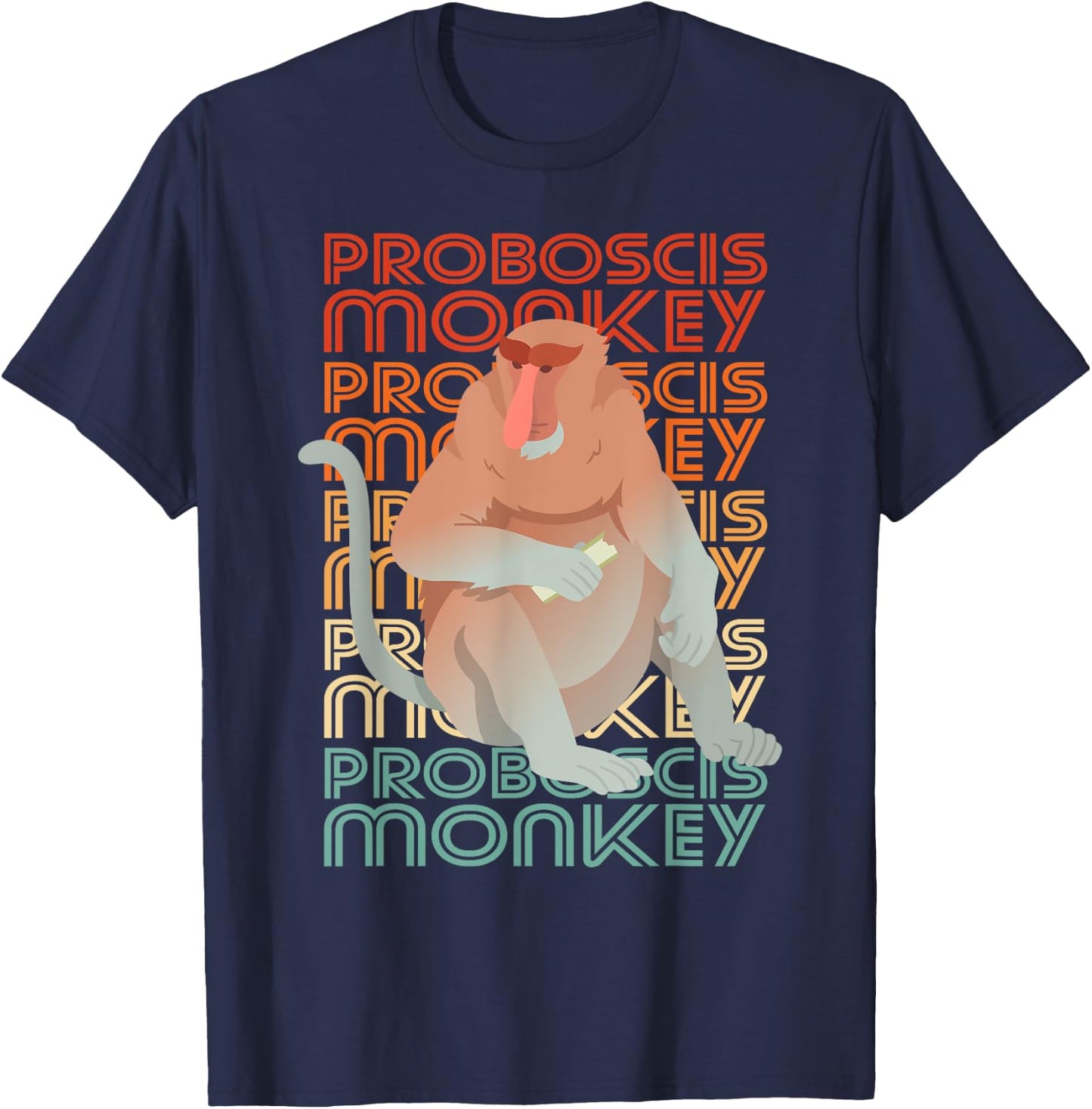 Proboscis Monkey Long Nosed T-Shirt - T-Shirt | Navy
