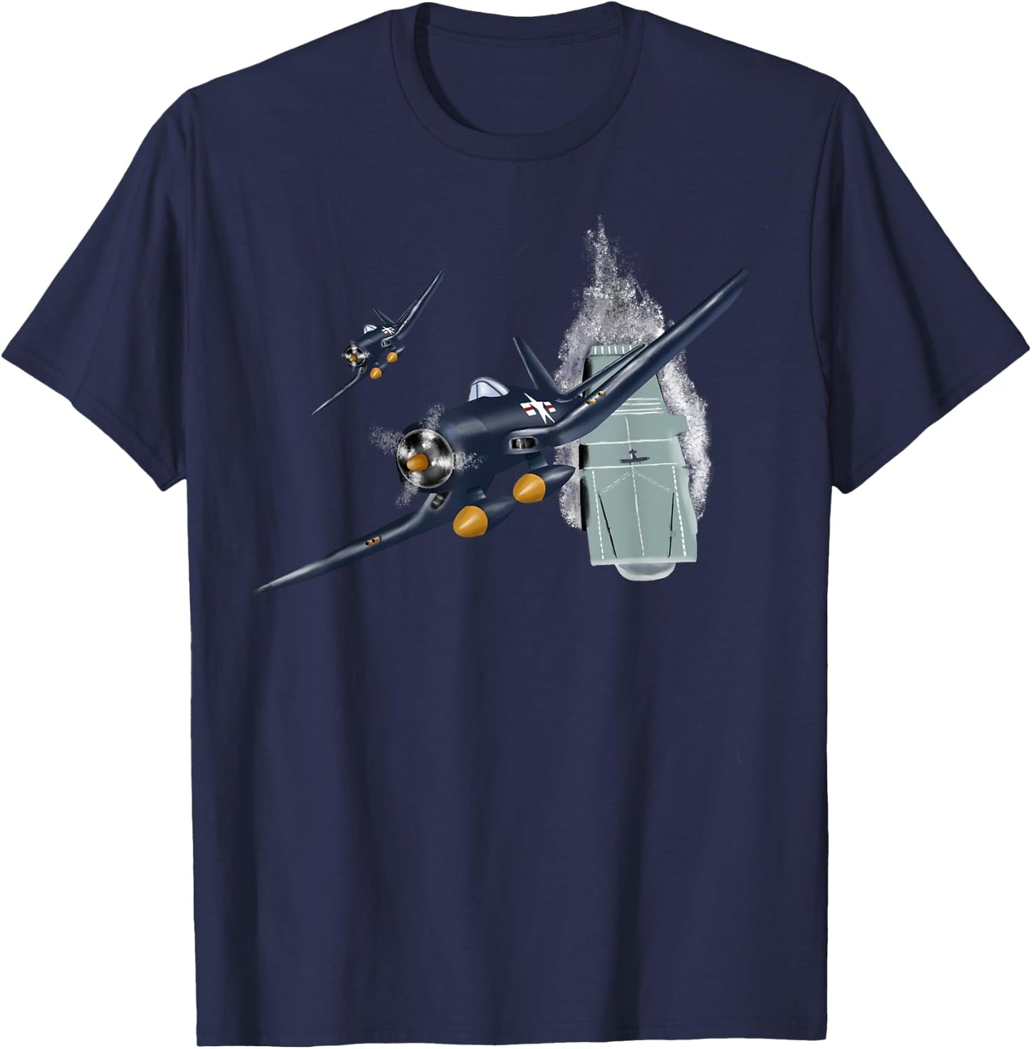Military F&L Design Co. WW2 Planes Warbirds F4U Corsair Aircraft Carrier T-Shirt - T-Shirt | Navy