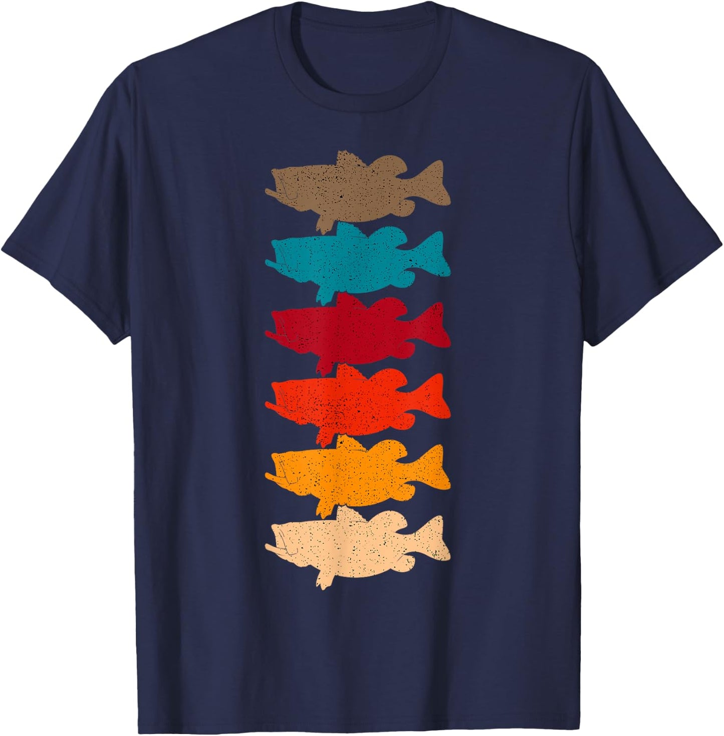 Bass Fishing Retro Vintage Fish Forest Angling Fisherman T-Shirt - T-Shirt | Navy