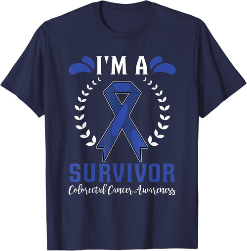Dark Blue Ribbon Im A Survivor Colorectal Cancer Awareness
