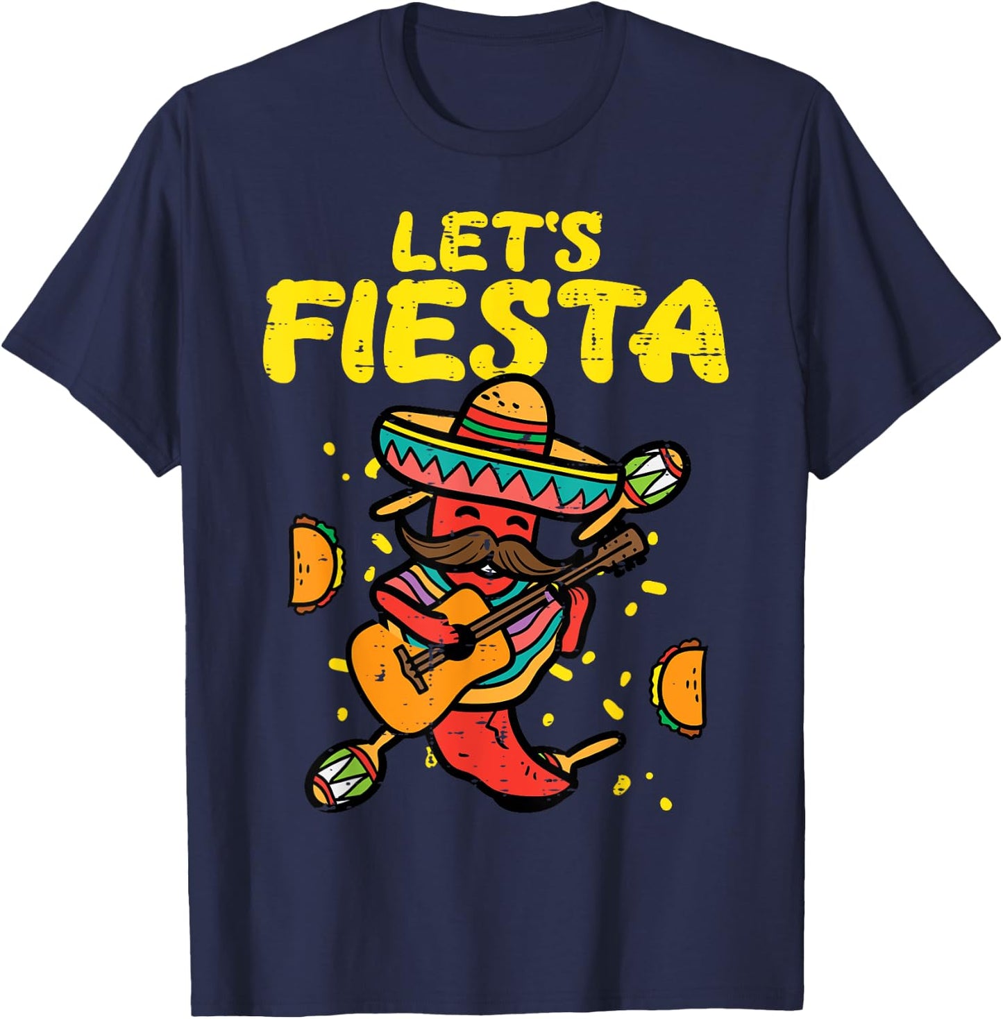 Let's Fiesta Jalapeno Funny Cinco De Mayo Mexican Party T-Shirt - T-Shirt | Navy