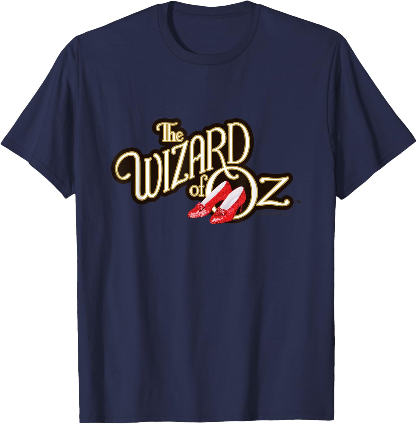 Wizard of Oz Logo with Ruby Slippers Vintage Classic Movie T-Shirt - T-Shirt | Navy