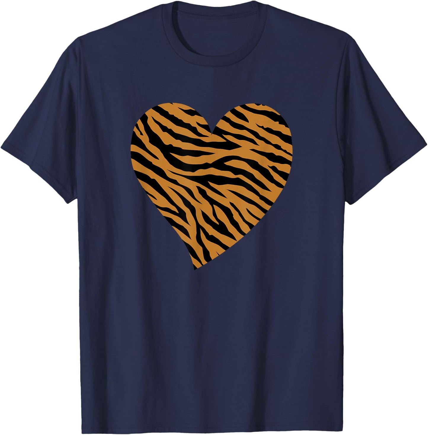 Heart Tiger Animal Print Valentine T-Shirt - T-Shirt | Navy