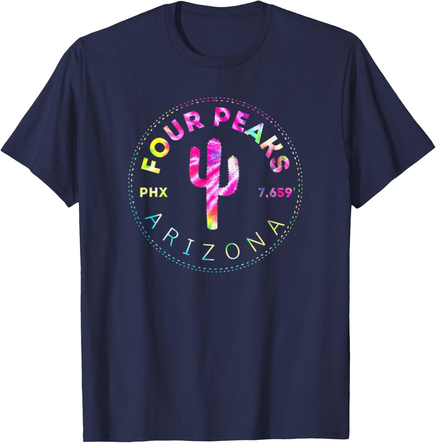 Four Peaks Tie Dye - Phoenix Arizona Mountains T-Shirt - T-Shirt | Navy
